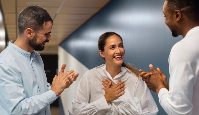 Person Expressing Appreciation Their Workmate