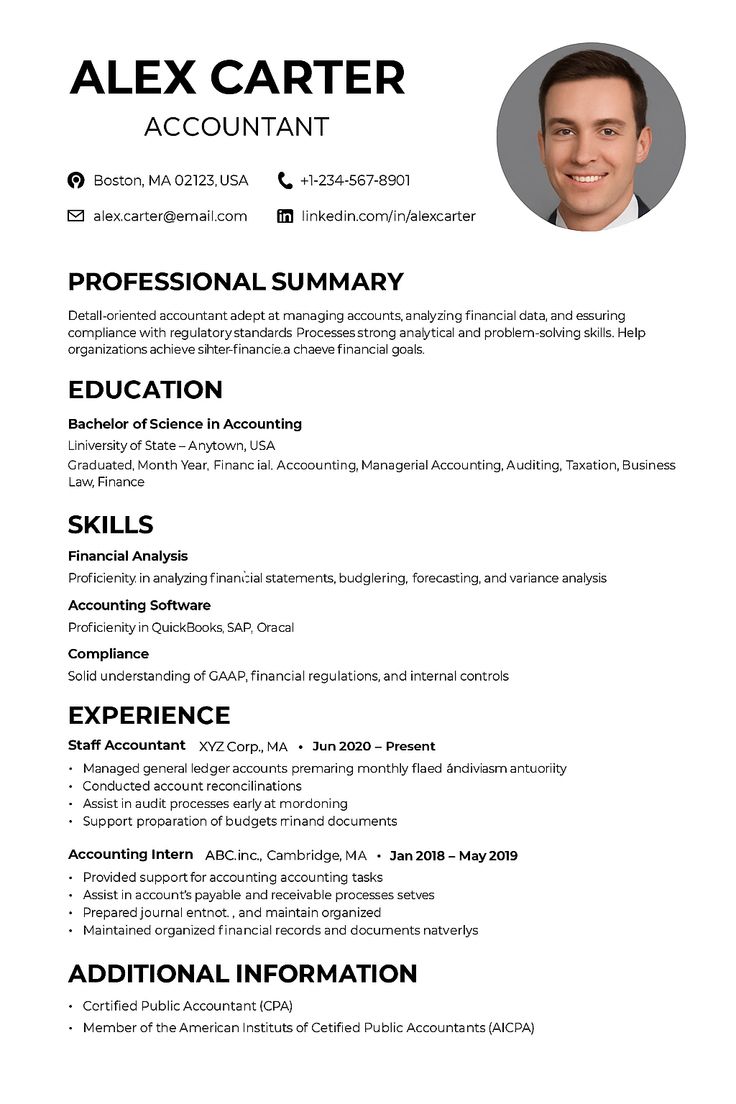 Accountant Clean Photo resume template