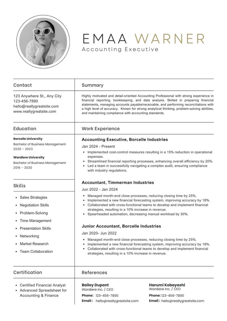 Accountant Grid Executive resume template