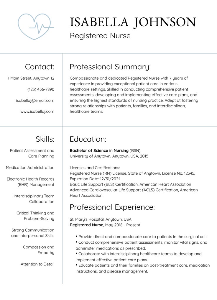 Doctor Nurse Heart resume template
