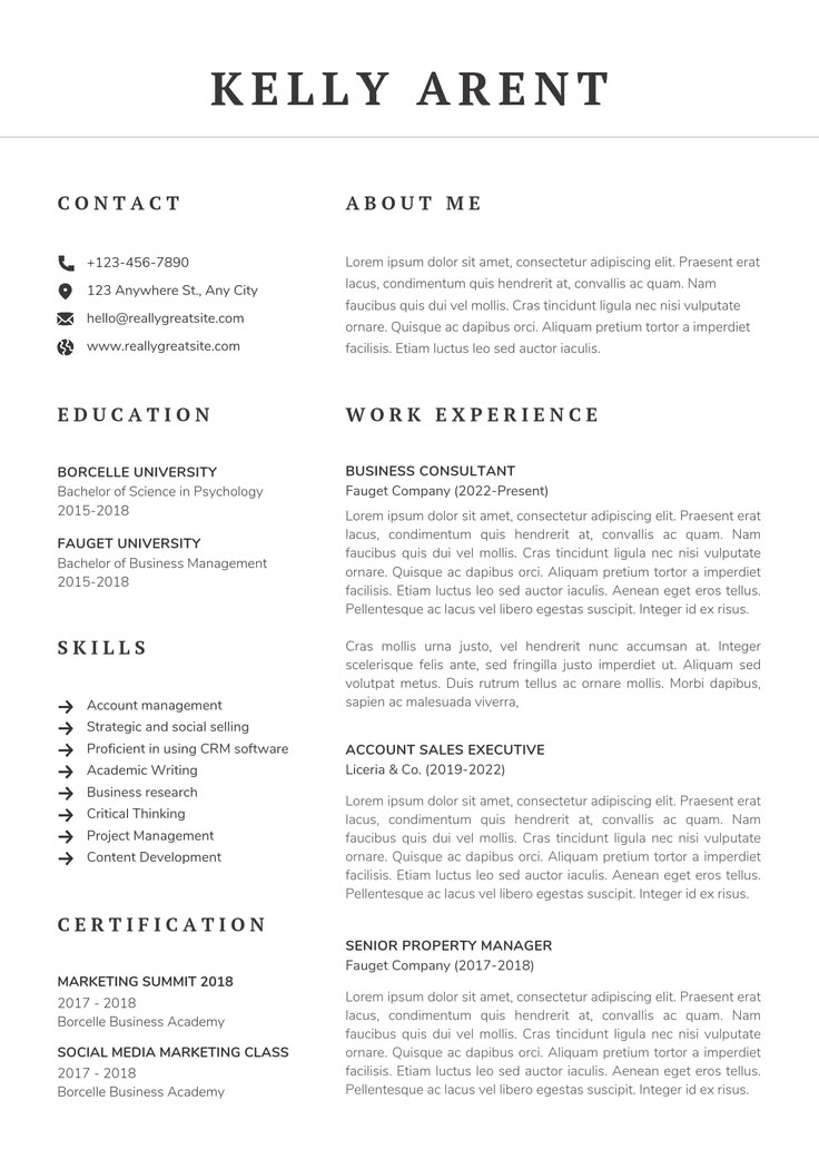 Marketing Kelly Clean resume template