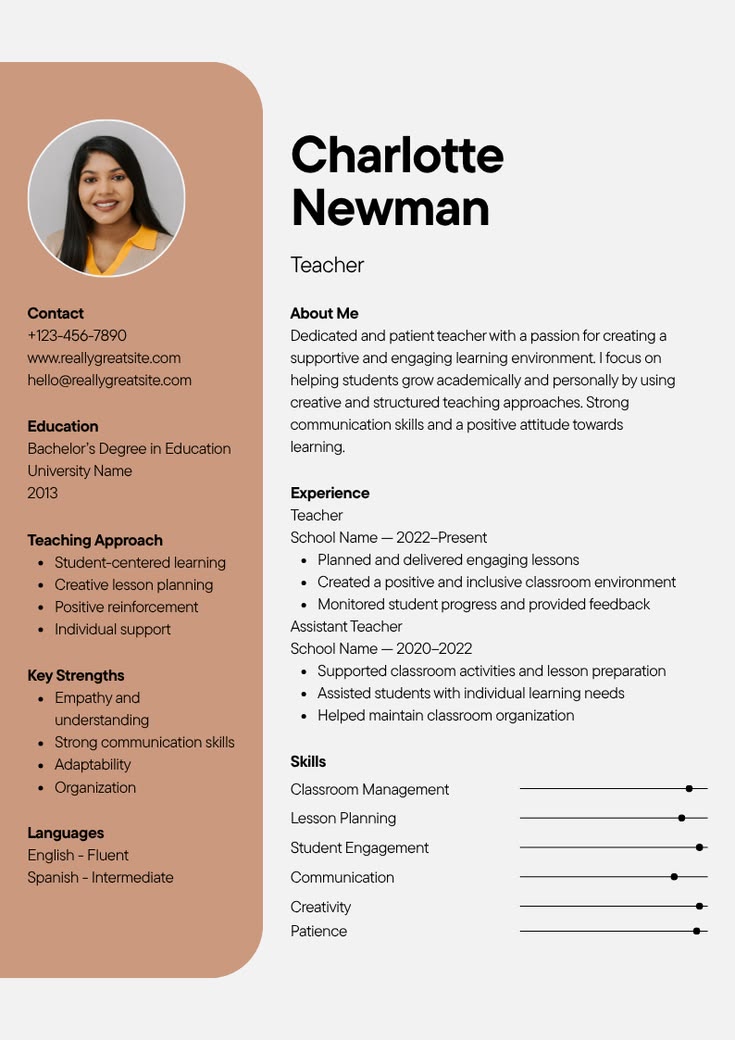 Teacher Photo Soft resume template