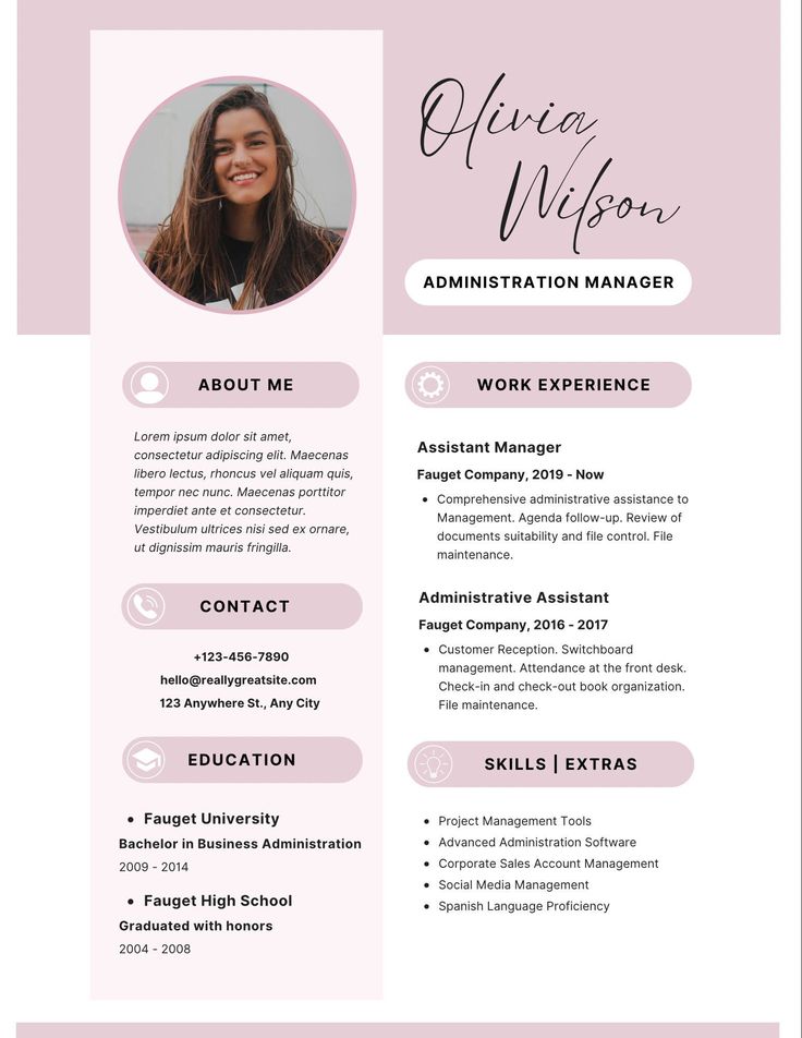 Teacher Pink Modern resume template
